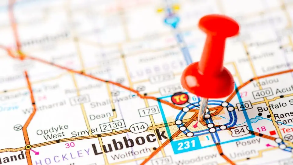 Road map of Lubbock, TX